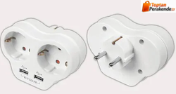 Viko 90301815 İkili Topraklı ve USB Çıkışlı Fiş/Priz (2A) VK